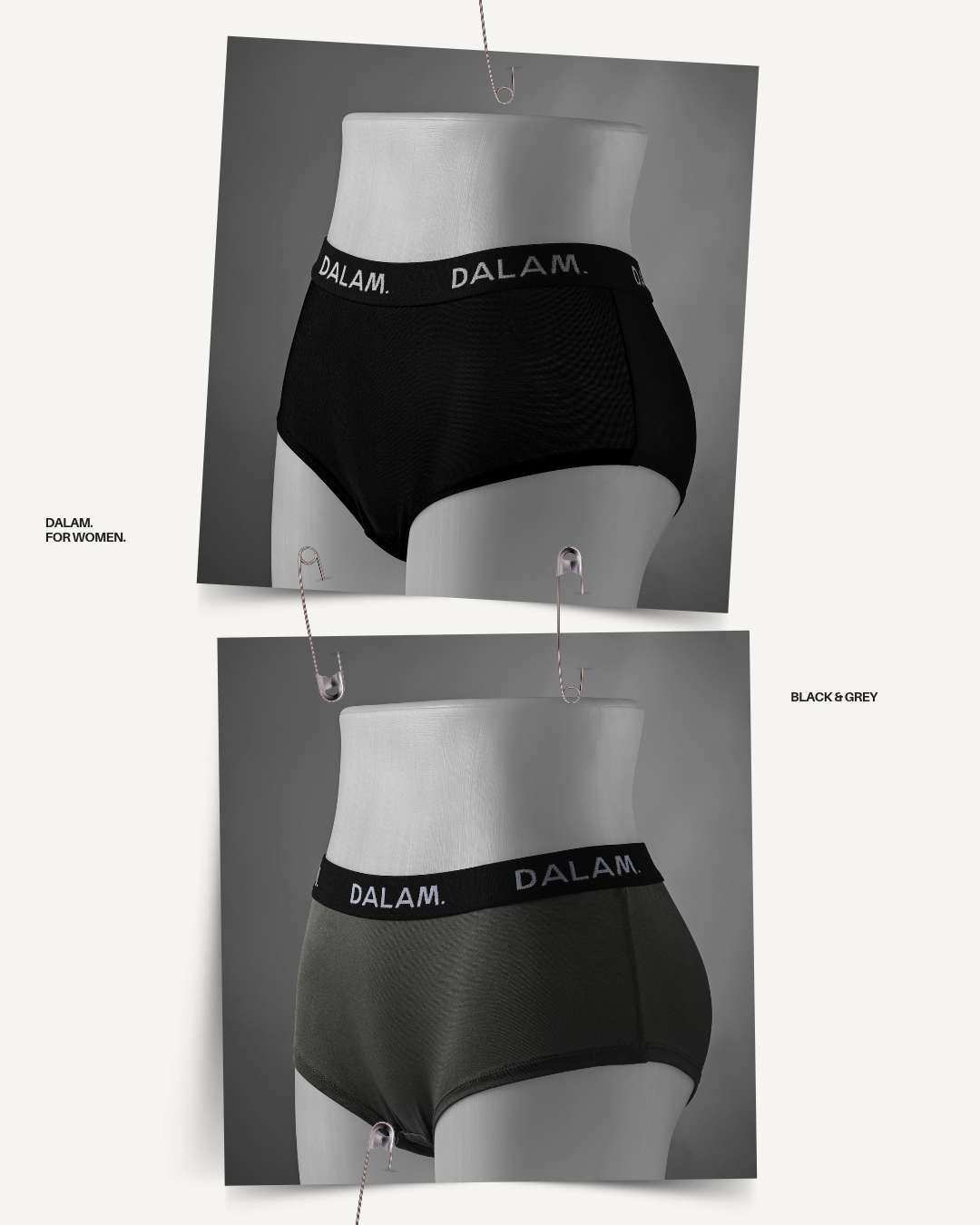 DALAM. Women Briefs | Black & Grey