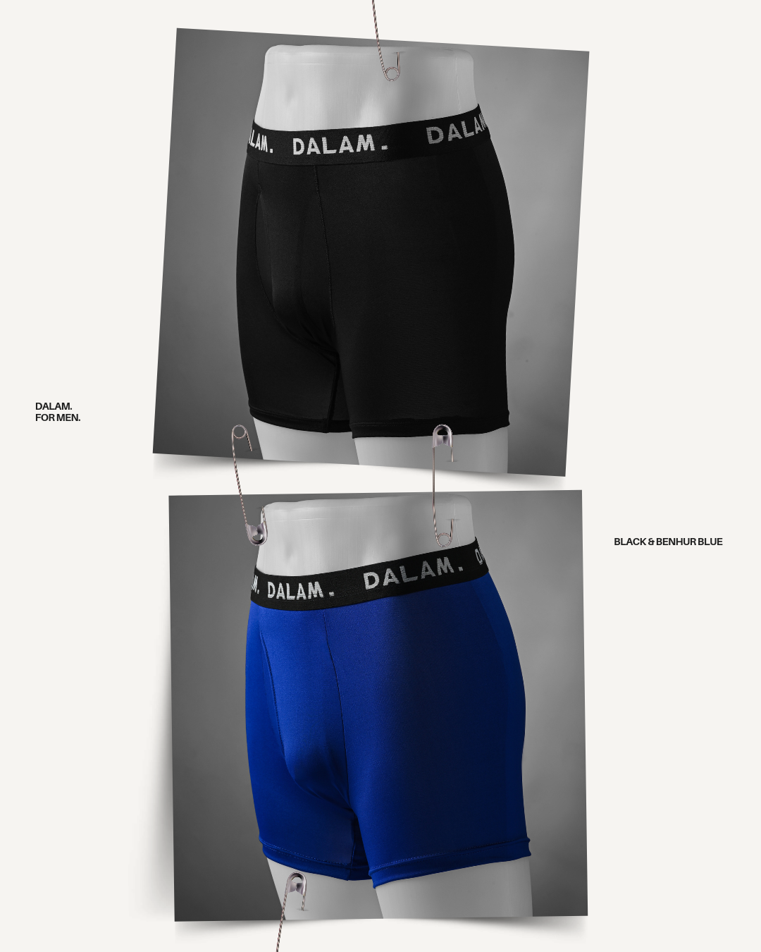 DALAM. Men Boxer Briefs | Black & Benhur Blue