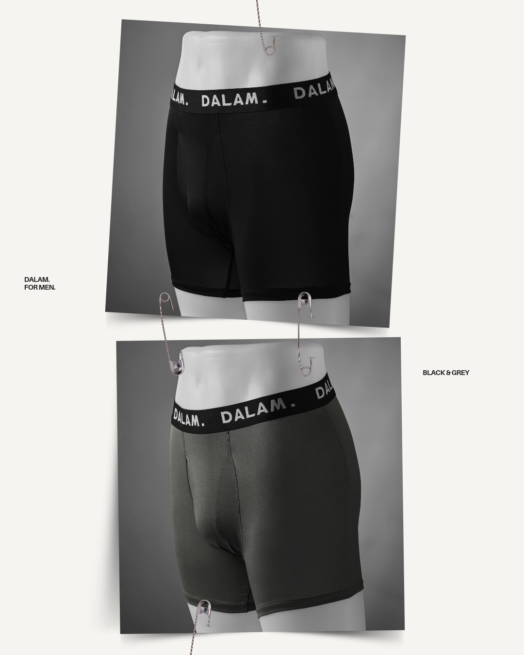DALAM. Men Boxer Briefs | Black & Grey