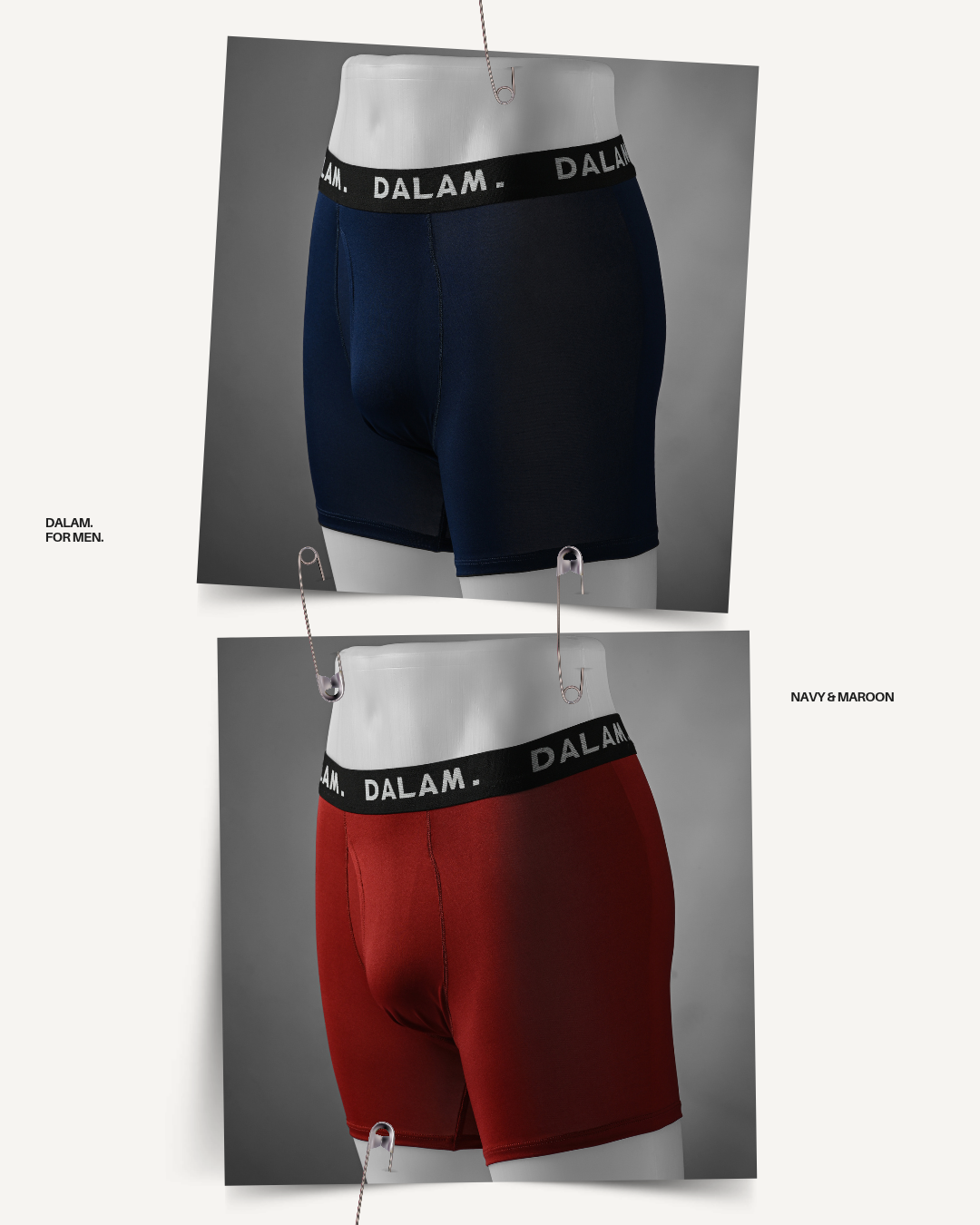 DALAM. Men Boxer Briefs | Navy & Maroon